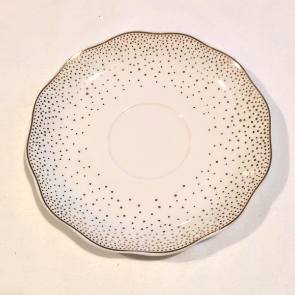 Grace Confetti Saucer for Teacup Fine Porcelain Metallic Gold Dots China - Picture 1 of 4